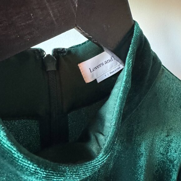 Small Lovers and Friends Green Velvet Simone Dress - Picture 4 of 5
